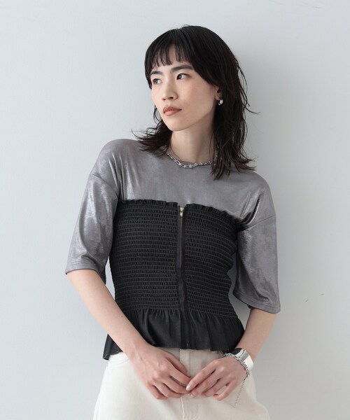 GALLEST（ギャレスト）の「◆シャーリングビスチェ（チューブトップ・レディース・ライトブルー/ブラック・38）」の2枚目の写真