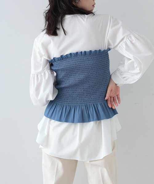 GALLEST（ギャレスト）の「◆シャーリングビスチェ（チューブトップ・レディース・ライトブルー/ブラック・38）」の7枚目の写真