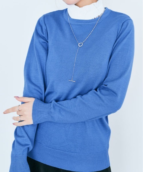 kirakiraShop(キラキラショップ)の「ラウンドネック ベーシック ハイゲージ ニット トップス(ニット/セーター・レディース・レッド/グリーン/ベージュ/ネイビー/杢グレー/ブラック/アイボリー/レッド系/ラベンダー/ブルー系/グリーン系1/クリーム/ピンク系/グリーン系・FREE)」の10枚目の写真
