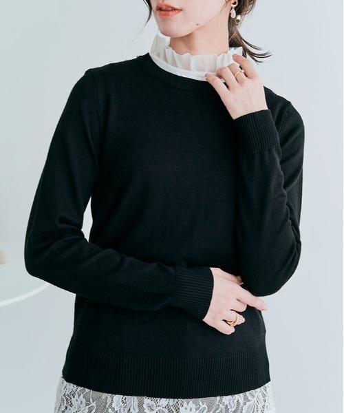 kirakiraShop(キラキラショップ)の「ラウンドネック ベーシック ハイゲージ ニット トップス(ニット/セーター・レディース・レッド/グリーン/ベージュ/ネイビー/杢グレー/ブラック/アイボリー/レッド系/ラベンダー/ブルー系/グリーン系1/クリーム/ピンク系/グリーン系・FREE)」の22枚目の写真