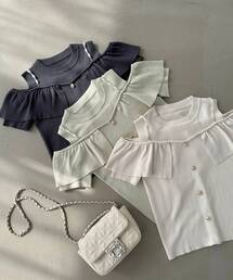 MAJESTIC LEGON | パールストラップ肩あきニット(その他トップス)