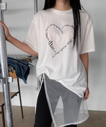 【SALE激安中】ハートグラフィックロゴプリントオーバーサイズTシャツ/ユニセックス ビッグシルエット
