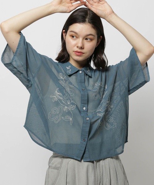 niko and...(ニコアンド)の「シアーメッシュ刺繍シャツ(シャツ/ブラウス・レディース・ネイビー/オフホワイト/ブルー・FREE)」の19枚目の写真