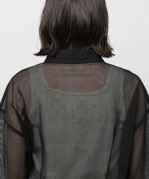 niko and...(ニコアンド)の「シアーメッシュ刺繍シャツ(シャツ/ブラウス・レディース・ネイビー/オフホワイト/ブルー・FREE)」の4枚目の写真