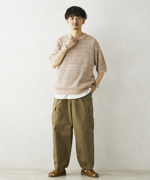 JOURNAL STANDARD relume（ジャーナルスタンダード　レリューム）の「コットンメランジメッシュニットTシャツ（ニット/セーター・メンズ・ライトグレー/ライトグリーン/アイボリー・LARGE/MEDIUM）」の5枚目の写真