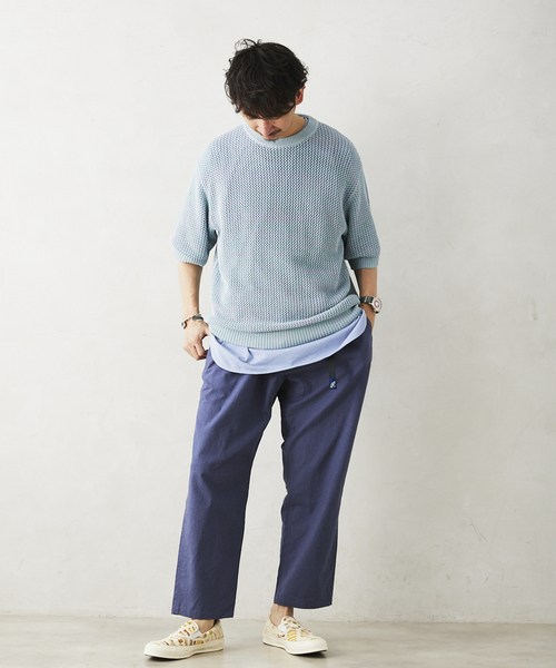 JOURNAL STANDARD relume（ジャーナルスタンダード　レリューム）の「コットンメランジメッシュニットTシャツ（ニット/セーター・メンズ・ライトグレー/ライトグリーン/アイボリー・LARGE/MEDIUM）」の7枚目の写真