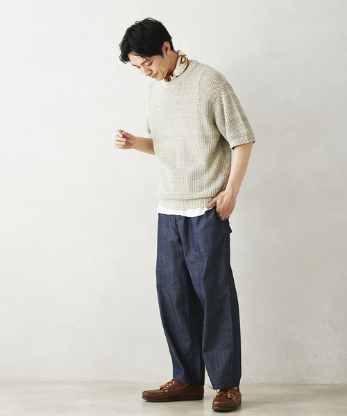 JOURNAL STANDARD relume（ジャーナルスタンダード　レリューム）の「コットンメランジメッシュニットTシャツ（ニット/セーター・メンズ・ライトグレー/ライトグリーン/アイボリー・LARGE/MEDIUM）」の9枚目の写真