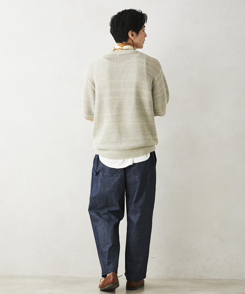 JOURNAL STANDARD relume（ジャーナルスタンダード　レリューム）の「コットンメランジメッシュニットTシャツ（ニット/セーター・メンズ・ライトグレー/ライトグリーン/アイボリー・LARGE/MEDIUM）」の11枚目の写真