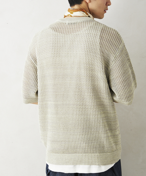JOURNAL STANDARD relume（ジャーナルスタンダード　レリューム）の「コットンメランジメッシュニットTシャツ（ニット/セーター・メンズ・ライトグレー/ライトグリーン/アイボリー・LARGE/MEDIUM）」の16枚目の写真
