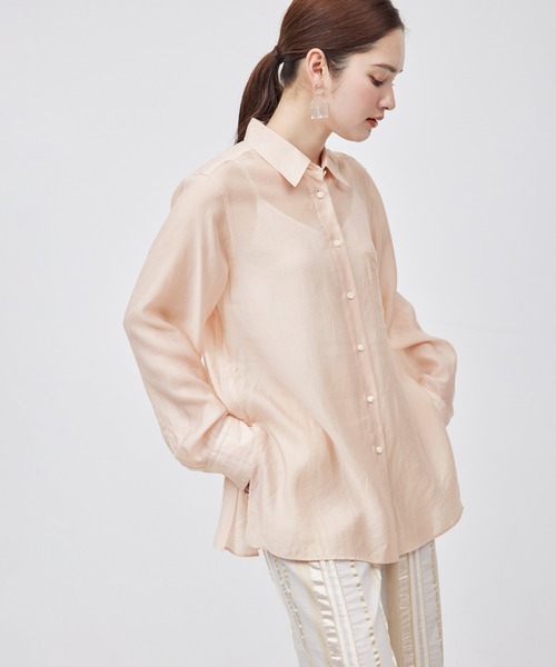 ROPE'（ロペ）の「【NALYA】シルク混２WAYシアーシャツ（シャツ/ブラウス・レディース・ホワイト/サックスブルー/ピンク系その他2・FREE）」の3枚目の写真