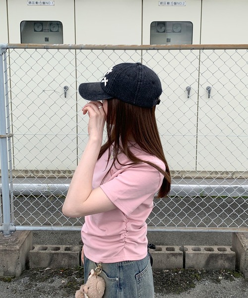 non-hedge(ノンヘッジ)の「ハート刺繍半袖Tシャツ(Tシャツ/カットソー・レディース・ブラック/オフホワイト/グレー/チャコールグレー/ピンク/ブラウン・FREE)」の10枚目の写真