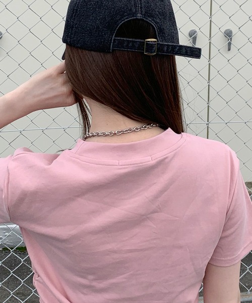 non-hedge(ノンヘッジ)の「ハート刺繍半袖Tシャツ(Tシャツ/カットソー・レディース・ブラック/オフホワイト/グレー/チャコールグレー/ピンク/ブラウン・FREE)」の13枚目の写真