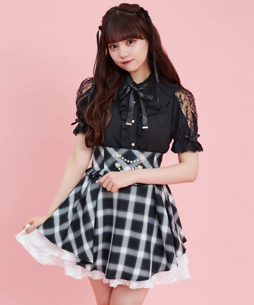 Secret Honey（シークレットハニー）の「サイドアップヘムスカート（スカート・レディース・ブラック/ライトブルー/ブラックミックス・MEDIUM）」の9枚目の写真