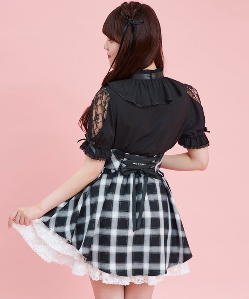 Secret Honey（シークレットハニー）の「サイドアップヘムスカート（スカート・レディース・ブラック/ライトブルー/ブラックミックス・MEDIUM）」の10枚目の写真