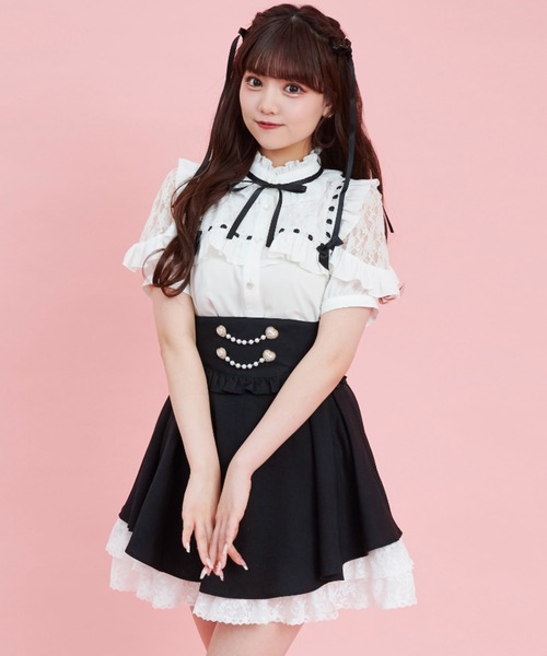 Secret Honey（シークレットハニー）の「サイドアップヘムスカート（スカート・レディース・ブラック/ライトブルー/ブラックミックス・MEDIUM）」の13枚目の写真