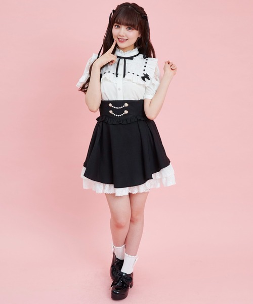 Secret Honey（シークレットハニー）の「サイドアップヘムスカート（スカート・レディース・ブラック/ライトブルー/ブラックミックス・MEDIUM）」の12枚目の写真