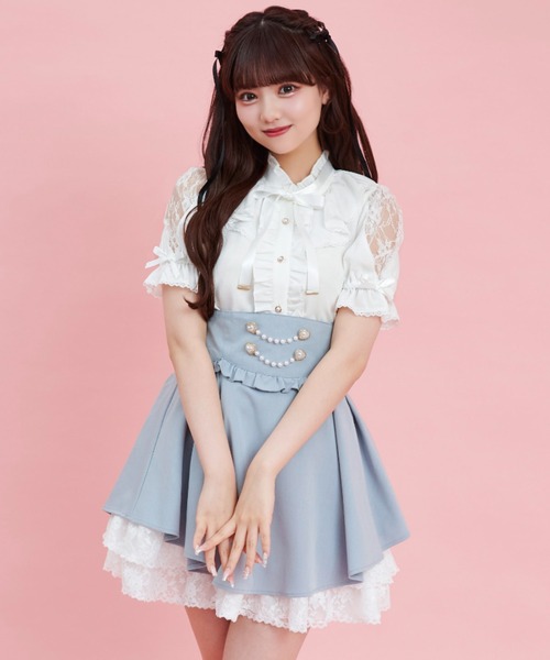 Secret Honey（シークレットハニー）の「サイドアップヘムスカート（スカート・レディース・ブラック/ライトブルー/ブラックミックス・MEDIUM）」の15枚目の写真