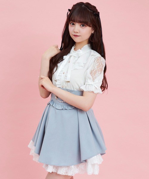 Secret Honey（シークレットハニー）の「サイドアップヘムスカート（スカート・レディース・ブラック/ライトブルー/ブラックミックス・MEDIUM）」の17枚目の写真