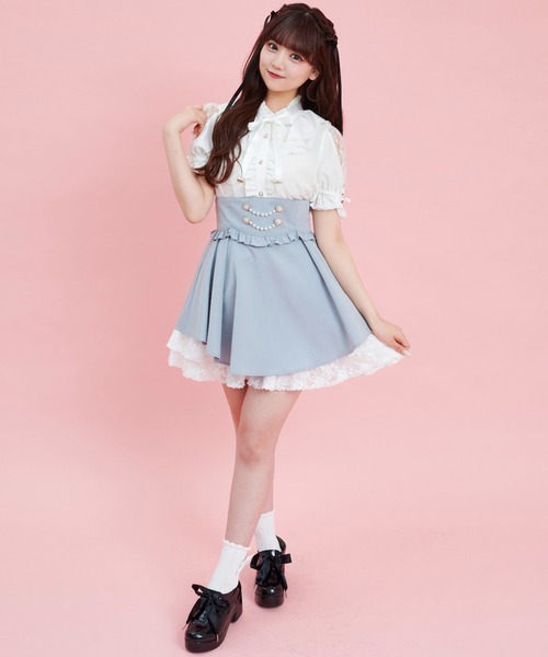 Secret Honey（シークレットハニー）の「サイドアップヘムスカート（スカート・レディース・ブラック/ライトブルー/ブラックミックス・MEDIUM）」の16枚目の写真