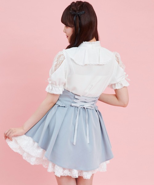 Secret Honey（シークレットハニー）の「サイドアップヘムスカート（スカート・レディース・ブラック/ライトブルー/ブラックミックス・MEDIUM）」の18枚目の写真