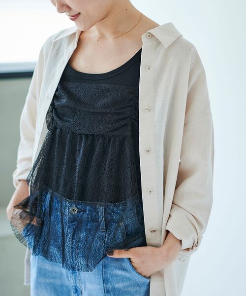 le.coeur blanc（ルクールブラン）の「メロンチュールキャミブラウス（シャツ/ブラウス・レディース・ブラック/モカ・38）」の4枚目の写真