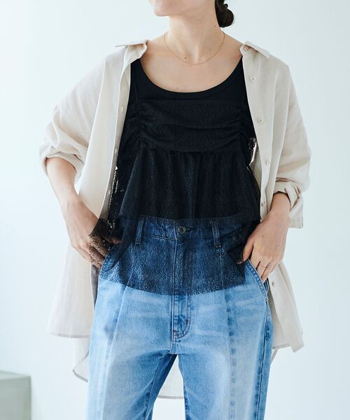 le.coeur blanc（ルクールブラン）の「メロンチュールキャミブラウス（シャツ/ブラウス・レディース・ブラック/モカ・38）」の7枚目の写真