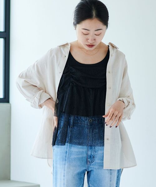 le.coeur blanc（ルクールブラン）の「メロンチュールキャミブラウス（シャツ/ブラウス・レディース・ブラック/モカ・38）」の9枚目の写真