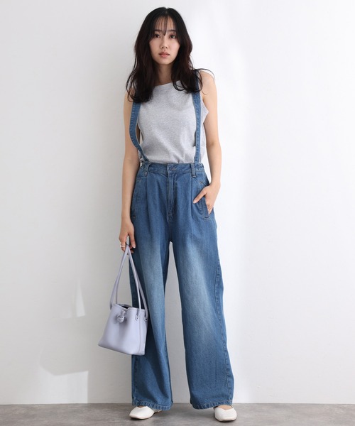 ElegChic（エレグシック）の「取り外し可能サスペンダーデニムワイドパンツ（サロペット/オーバーオール・レディース・ネイビー/ブルー/ネイビー系・M/L/XL/3L/4L）」の10枚目の写真