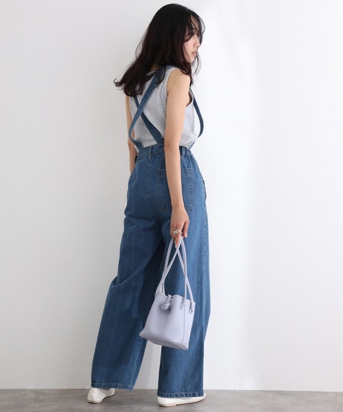 ElegChic（エレグシック）の「取り外し可能サスペンダーデニムワイドパンツ（サロペット/オーバーオール・レディース・ネイビー/ブルー/ネイビー系・M/L/XL/3L/4L）」の8枚目の写真