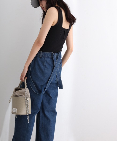 ElegChic（エレグシック）の「取り外し可能サスペンダーデニムワイドパンツ（サロペット/オーバーオール・レディース・ネイビー/ブルー/ネイビー系・M/L/XL/3L/4L）」の21枚目の写真