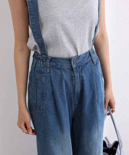 ElegChic（エレグシック）の「取り外し可能サスペンダーデニムワイドパンツ（サロペット/オーバーオール・レディース・ネイビー/ブルー/ネイビー系・M/L/XL/3L/4L）」の16枚目の写真