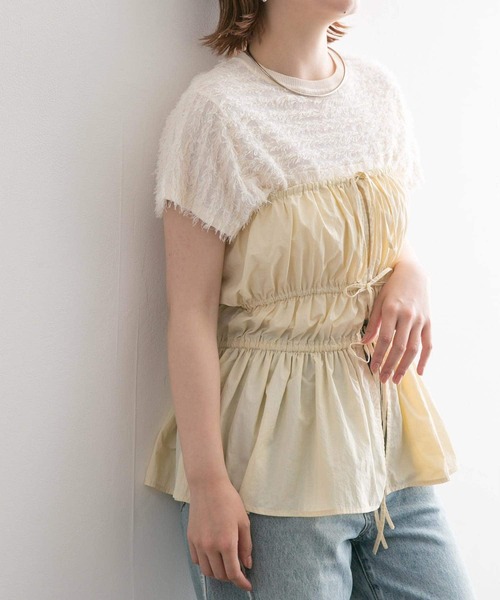 KBF(ケイビーエフ)の「ギャザーリボンビスチェ(ベスト・レディース・レッド系その他/アイボリー/ブラック・ONE)」の4枚目の写真