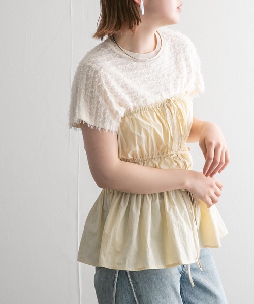 KBF(ケイビーエフ)の「ギャザーリボンビスチェ(ベスト・レディース・レッド系その他/アイボリー/ブラック・ONE)」の7枚目の写真