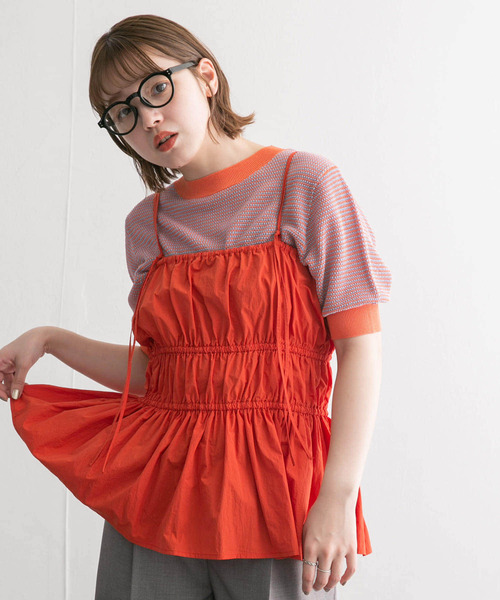 KBF(ケイビーエフ)の「ギャザーリボンビスチェ(ベスト・レディース・レッド系その他/アイボリー/ブラック・ONE)」の11枚目の写真