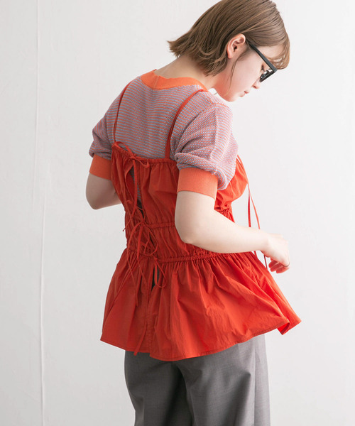 KBF(ケイビーエフ)の「ギャザーリボンビスチェ(ベスト・レディース・レッド系その他/アイボリー/ブラック・ONE)」の13枚目の写真