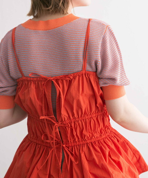 KBF(ケイビーエフ)の「ギャザーリボンビスチェ(ベスト・レディース・レッド系その他/アイボリー/ブラック・ONE)」の15枚目の写真