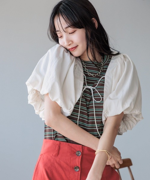 LOWRYS FARM（ローリーズファーム）の「ＰＵＴＯＮボレロ　108011（カーディガン/ボレロ・レディース・アイボリー/ブラック・FREE）」の6枚目の写真