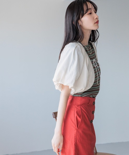 LOWRYS FARM（ローリーズファーム）の「ＰＵＴＯＮボレロ　108011（カーディガン/ボレロ・レディース・アイボリー/ブラック・FREE）」の8枚目の写真