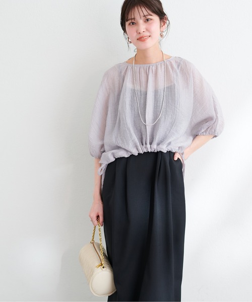 natural couture(ナチュラルクチュール)の「【WEB限定】シアードロストTOPS+キャミワンピースSET(ワンピース・レディース・グレイッシュベージュ/アイボリー/ブルー/ピンク・FREE)」の3枚目の写真