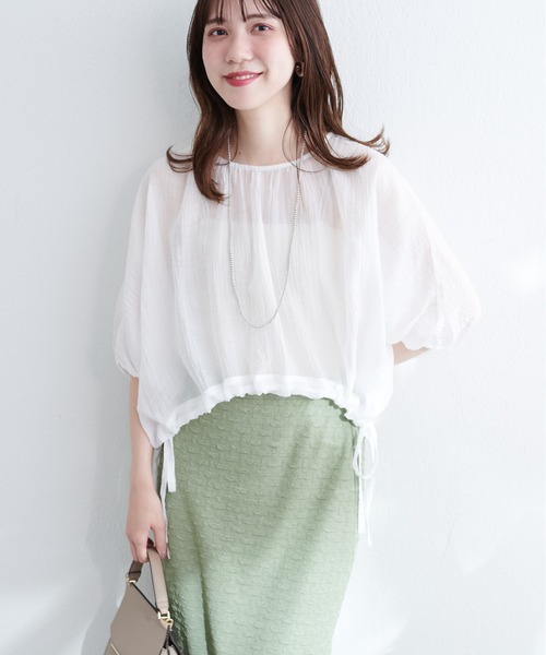 natural couture(ナチュラルクチュール)の「【WEB限定】シアードロストTOPS+キャミワンピースSET(ワンピース・レディース・グレイッシュベージュ/アイボリー/ブルー/ピンク・FREE)」の9枚目の写真