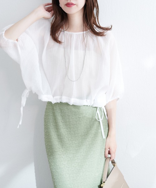 natural couture(ナチュラルクチュール)の「【WEB限定】シアードロストTOPS+キャミワンピースSET(ワンピース・レディース・グレイッシュベージュ/アイボリー/ブルー/ピンク・FREE)」の10枚目の写真