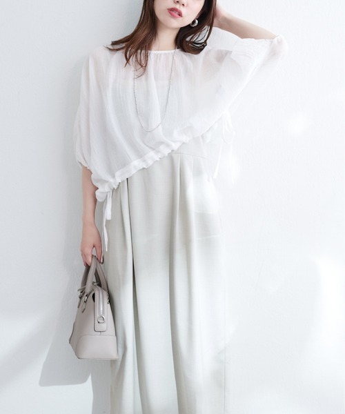 natural couture(ナチュラルクチュール)の「【WEB限定】シアードロストTOPS+キャミワンピースSET(ワンピース・レディース・グレイッシュベージュ/アイボリー/ブルー/ピンク・FREE)」の8枚目の写真