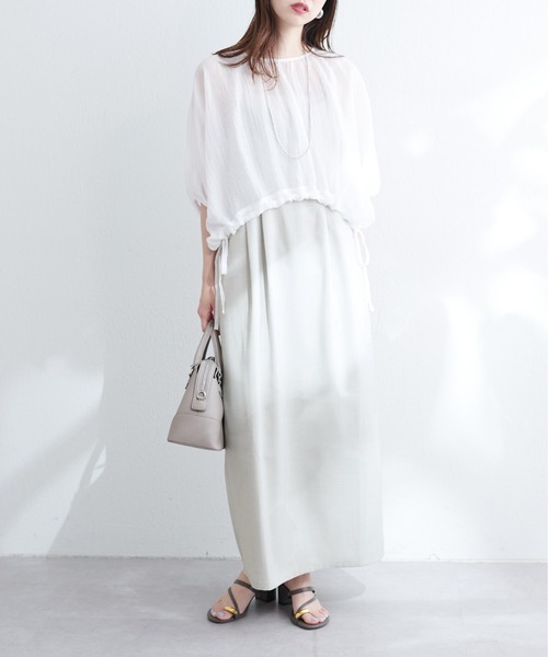 natural couture(ナチュラルクチュール)の「【WEB限定】シアードロストTOPS+キャミワンピースSET(ワンピース・レディース・グレイッシュベージュ/アイボリー/ブルー/ピンク・FREE)」の5枚目の写真