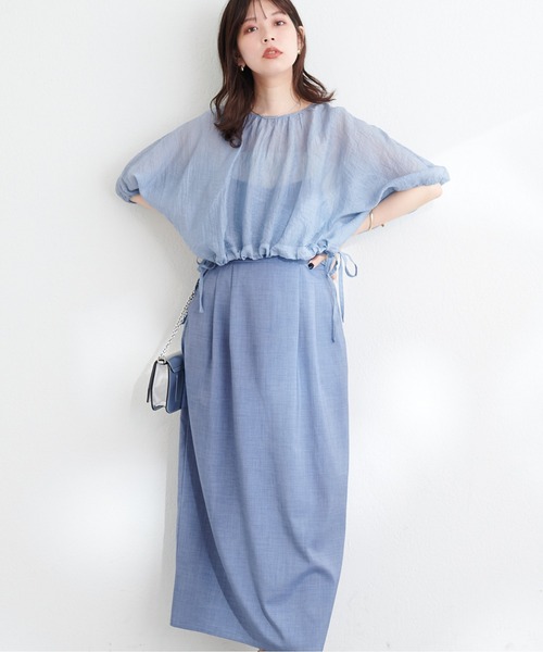 natural couture(ナチュラルクチュール)の「【WEB限定】シアードロストTOPS+キャミワンピースSET(ワンピース・レディース・グレイッシュベージュ/アイボリー/ブルー/ピンク・FREE)」の19枚目の写真