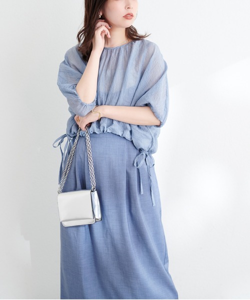 natural couture(ナチュラルクチュール)の「【WEB限定】シアードロストTOPS+キャミワンピースSET(ワンピース・レディース・グレイッシュベージュ/アイボリー/ブルー/ピンク・FREE)」の20枚目の写真