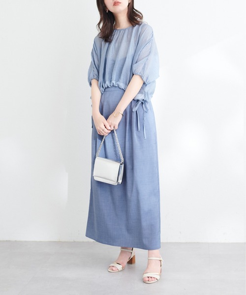 natural couture(ナチュラルクチュール)の「【WEB限定】シアードロストTOPS+キャミワンピースSET(ワンピース・レディース・グレイッシュベージュ/アイボリー/ブルー/ピンク・FREE)」の18枚目の写真