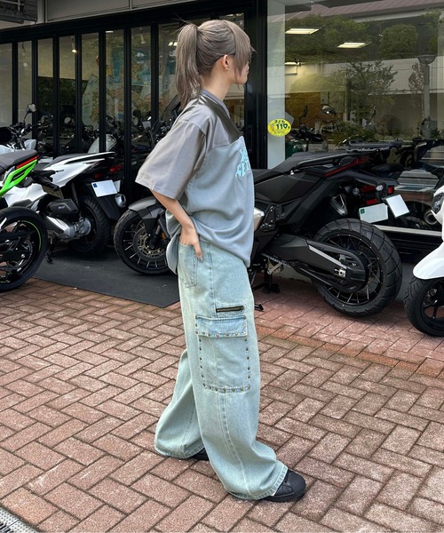 STARTEXCEEDENDカーゴデニムパンツウォッシュドジーンズスタッズ セール】スタッズカーゴデニム（デニムパンツ）｜sedacle