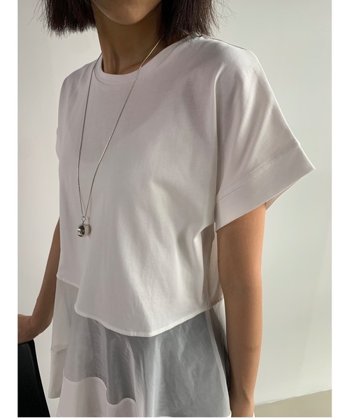 Didot.showroom(ディドット ショールーム)の「ペプラムシアーデザインT(Tシャツ/カットソー・レディース・ブラック/オフホワイト・FREE)」の20枚目の写真