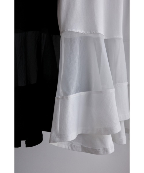 Didot.showroom(ディドット ショールーム)の「ペプラムシアーデザインT(Tシャツ/カットソー・レディース・ブラック/オフホワイト・FREE)」の11枚目の写真