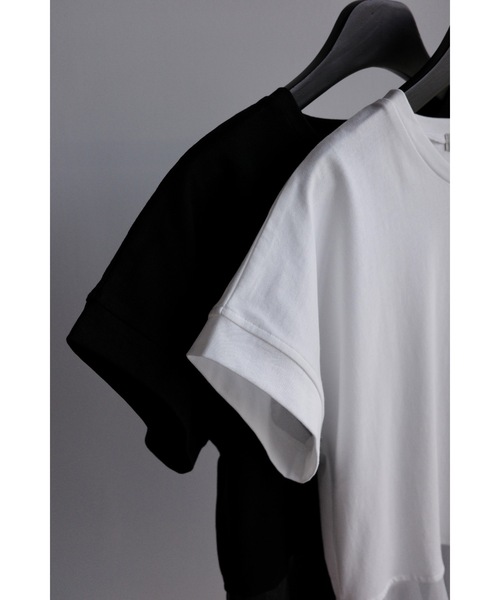 Didot.showroom(ディドット ショールーム)の「ペプラムシアーデザインT(Tシャツ/カットソー・レディース・ブラック/オフホワイト・FREE)」の10枚目の写真